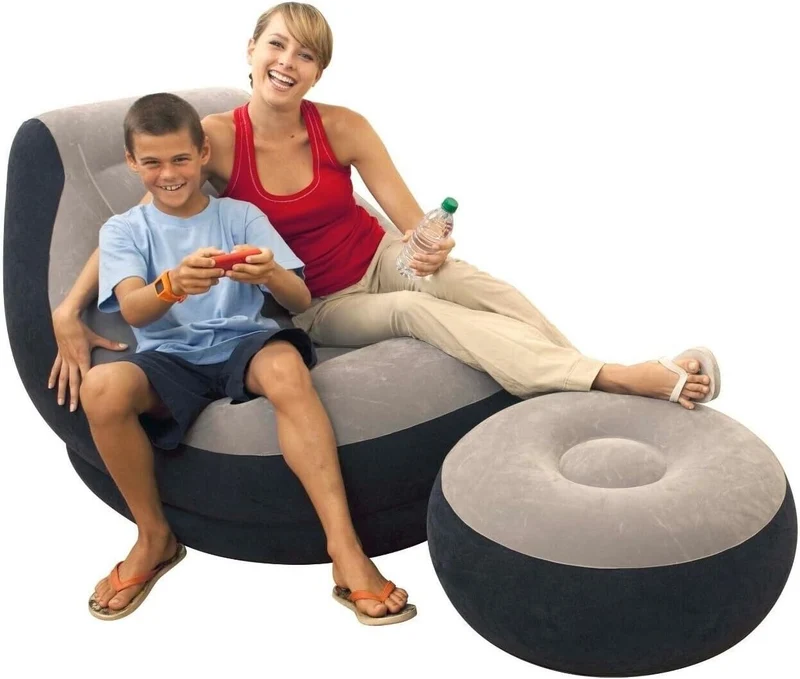 Intex 68564 Ultra Lounge Luftsessel mit Ottomane & Getränkehalter Aufblasbar