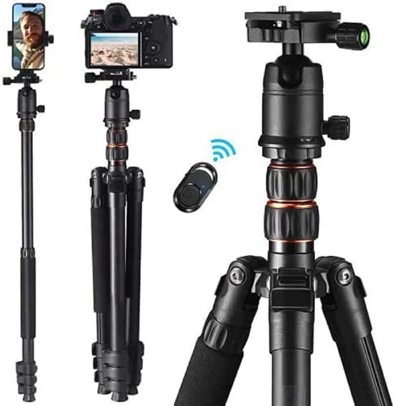 TACKLIFE Kamera & Handy Stativ MLT05 | 55-178cm Höhenverstellbar | 360° Kugelkopf | 9kg Tragkraft | Einbeinstativ & Selfie-Stick mit Bluetooth
