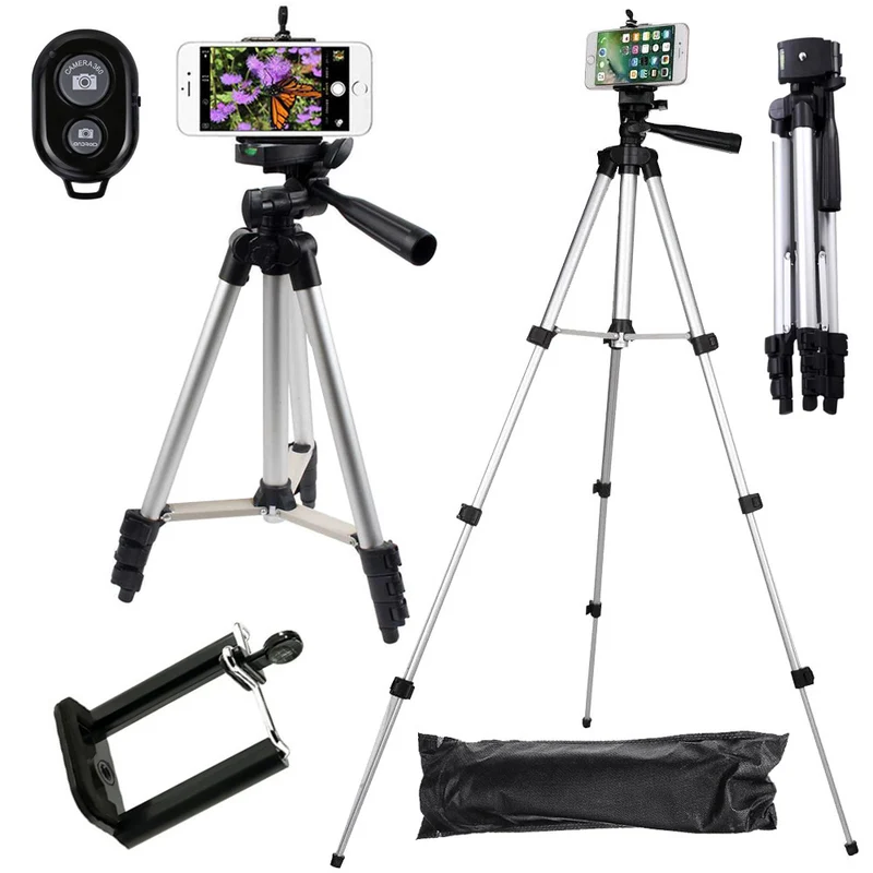 Handy Stativ Tripod mit Bluetooth Fernbedienung – 4in1 Smartphone Halter 100cm