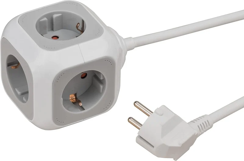 Brennenstuhl Alea-Power Steckdosenblock/Steckdosenwürfel 4-Fach (mit 1,4m Kabel)
