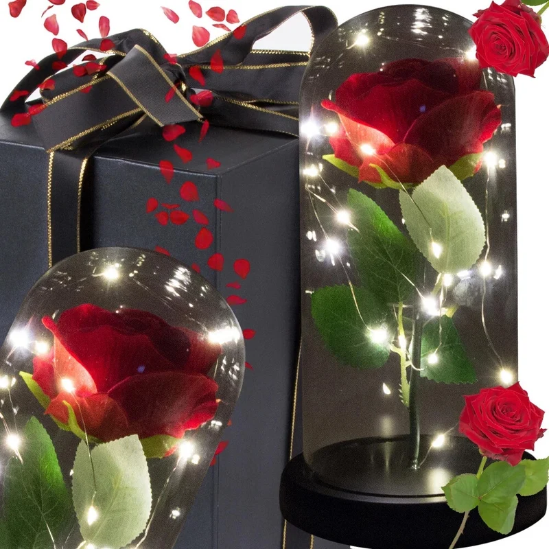 Romantische LED Rose im Glas Geschenkidee Geburtstag Valentinstag Jahrestag 💕-