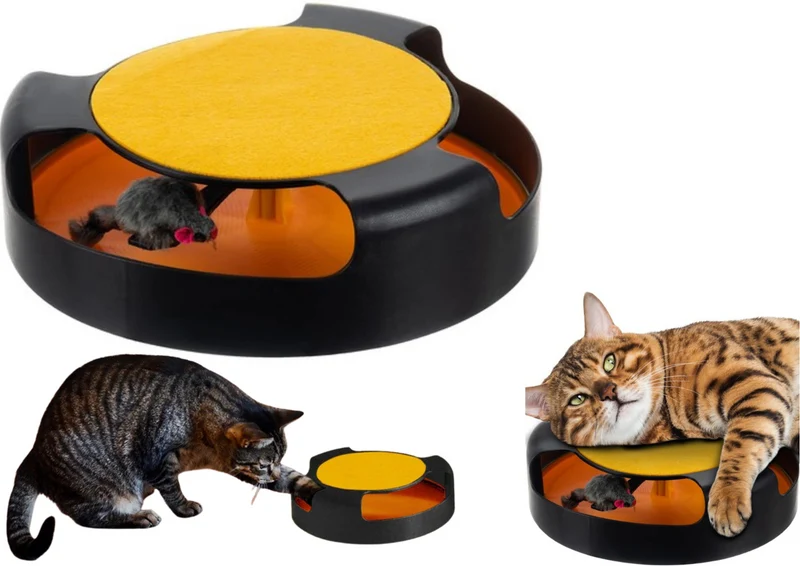 Interaktives Katzenspielzeug mit Maus & Kratzmatte – Spielring für Katzen 🐾🐾🐾
