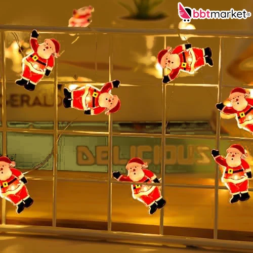 Lichterkette innen batterie,2m 20led Weihnachtsmann Weihnachtsdeko Lichtervorhan