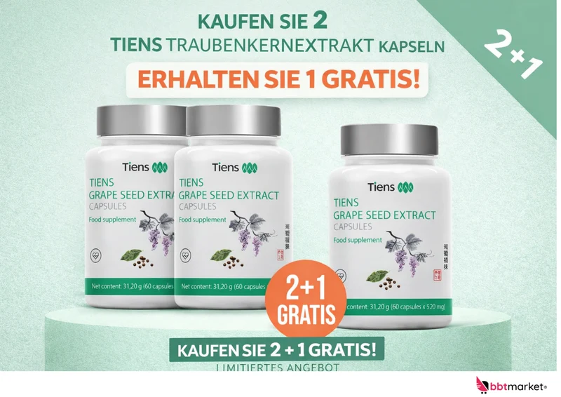 Tiens Traubenkernextrakt Vitamin C - 60 Kapseln - GRAPE SEED EXTRACT FOOD - Antioxidative Unterstützung für Gesundheit und Vitalität Verfallsdatum: 31.05.2026