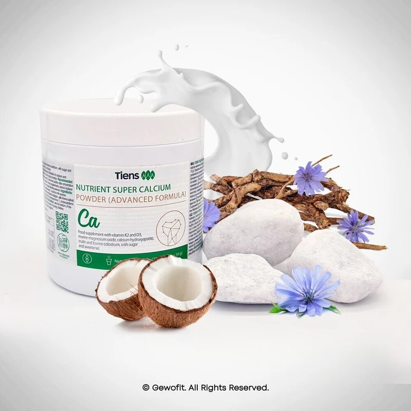 TIENS Calcium Pulver Plus 250g – Nahrungsergänzung mit Calcium, Magnesium, Vitamin K2, Vitamin D3 und Inulin