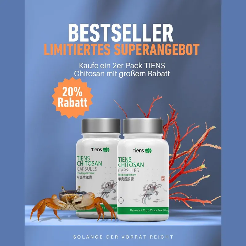 Tiens Chitosan Kapseln detoxen Entgiftung gesunde Ernährung - 25 g / 100 Kapseln