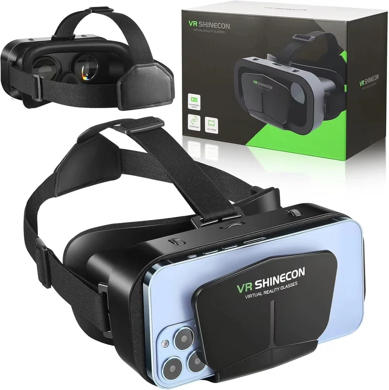 VR Brille 3D für Smartphone & PC – Leichtes VR Headset mit Linsen-/Pupillen-Distanzregler, abnehmbarem Komfortpolster, kompatibel mit Android & iOS