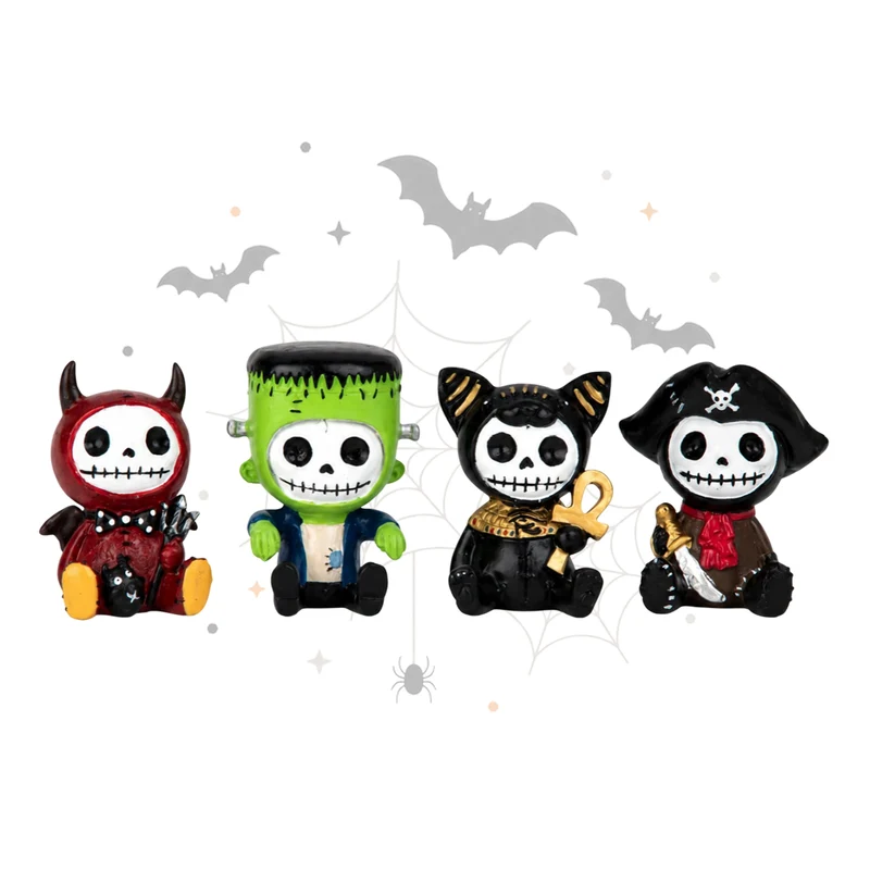 Halloween Dekofiguren 4er Set – Monster ca. 8 × 6 cm