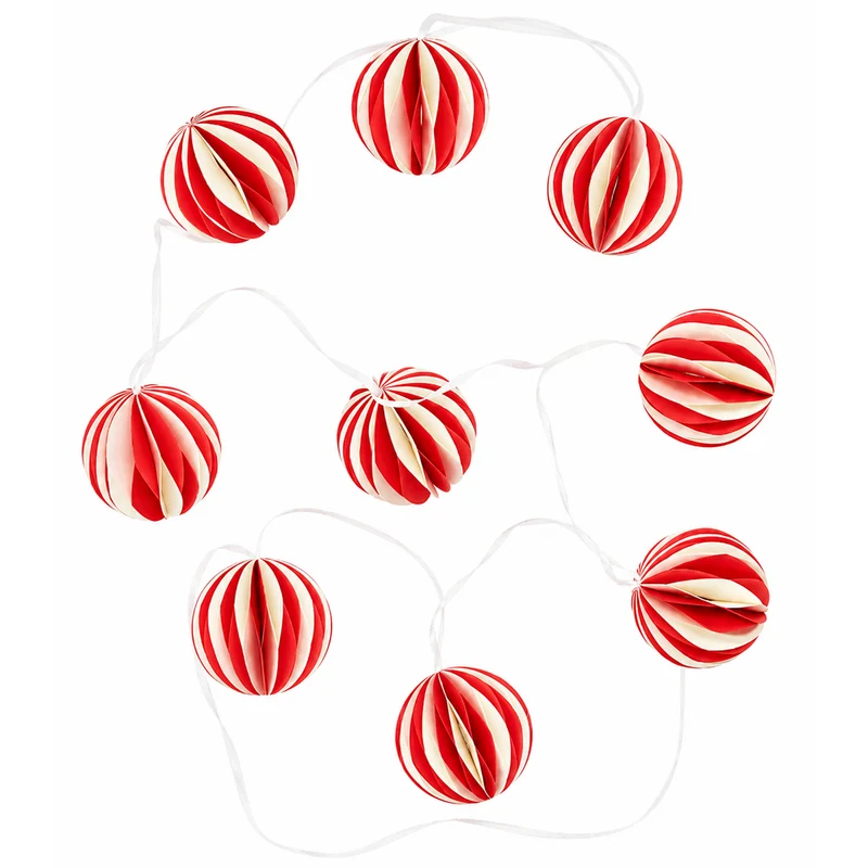 Honeycomb-Girlande aus Papier in Rot-Weiß, ca. 200 cm lang