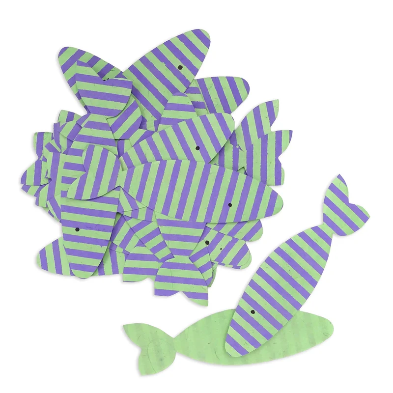 Streudeko Fische 24er-Set aus Naturpapier ca. 6 cm handgefertigt in Nepal