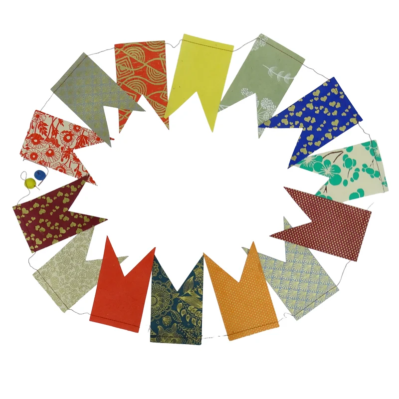 Wimpelkette bunt aus Naturpapier 183 cm handgefertigt in Nepal