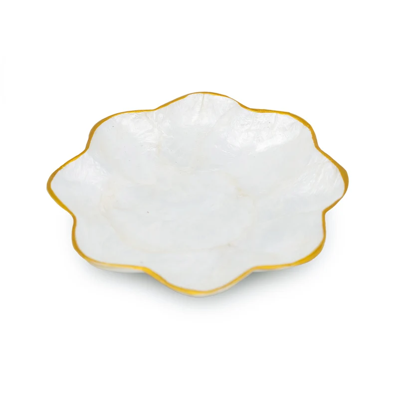 Perlmutt-Schale in Blütenform mit Goldrand ca. 11 x 11 cm - Ringschale
