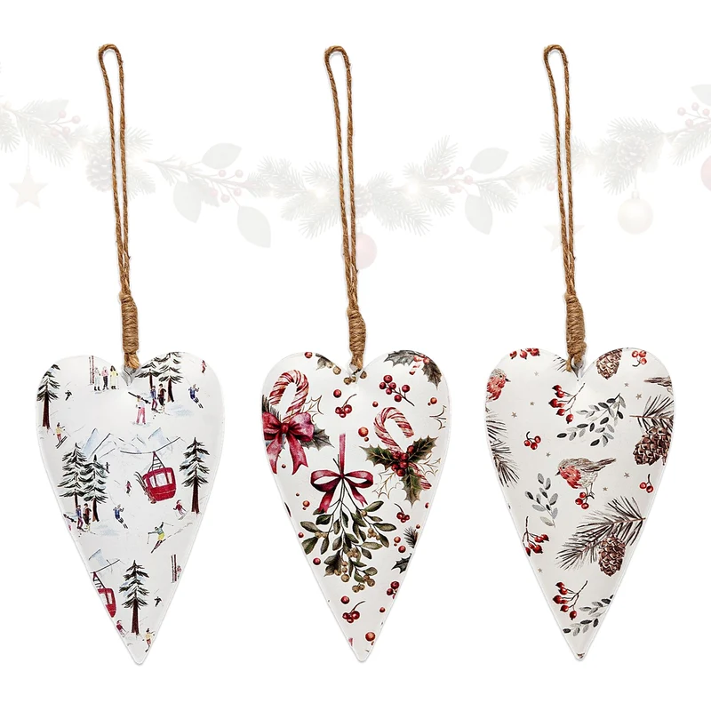 Metall-Herz Winter-Dekor 3er-Set H ca. 11 x B 7 cm zum Aufhängen