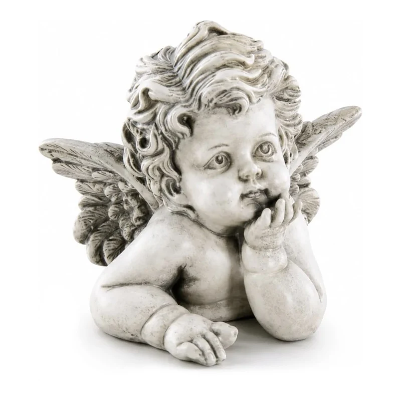 Engelsputte grau aufgestützt ca. 11 cm - Schutzengel Figur & Dekofigur