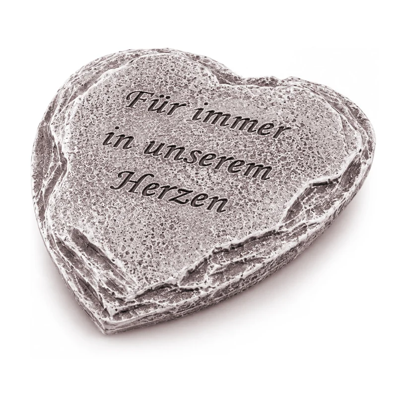 Trauerherz Für immer in unserem Herzen grau ca. 6 cm - Grabherz & Gedenkstein