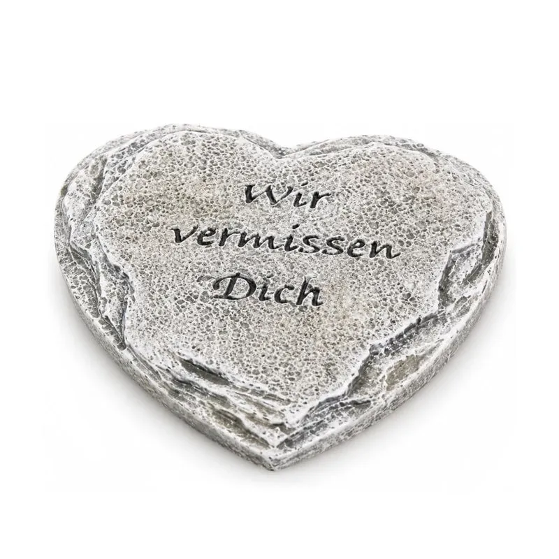 Trauerherz Wir vermissen Dich grau ca. 6 cm - Grabherz & Gedenkstein