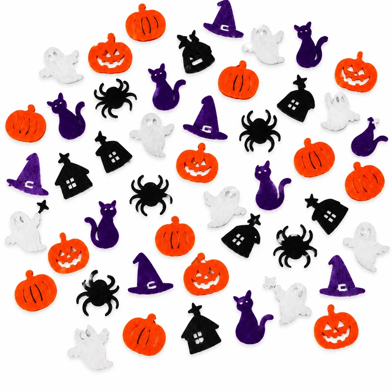 Streudeko Halloween 27 teilig aus Holz – Hexenhut, Kürbis und Gespenst