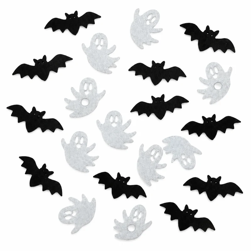 Streudeko Halloween 18 teilig – Fledermäuse und Gespenster in Schwarz-Weiß
