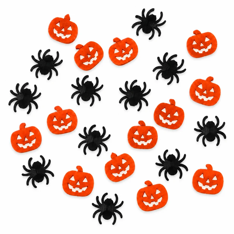 Streudeko Halloween 24 teilig – Kürbisse und Spinnen für die Tischdeko