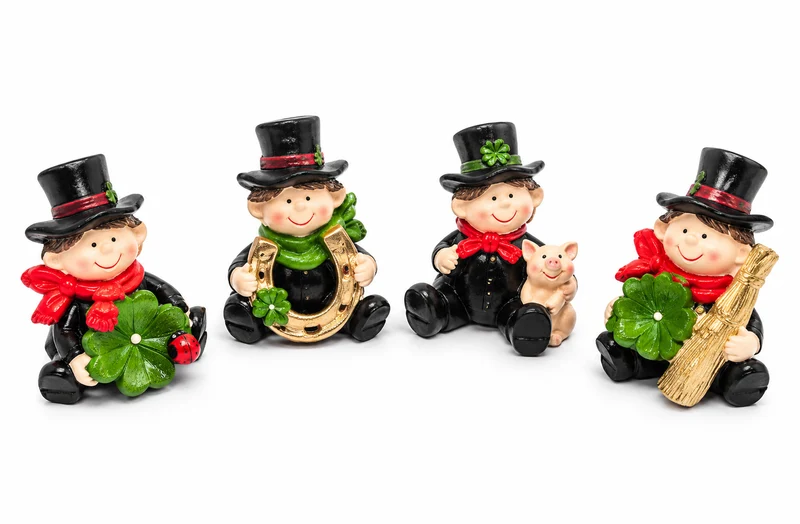4er Set Schornsteinfeger Figuren 4,5 cm - Glücksbringer aus Polystone