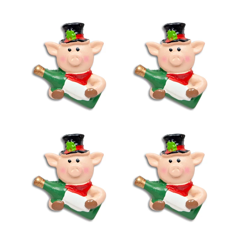 Glücksschwein mit Sektglas 4er Set selbstklebend 4 cm - Glücksbringer