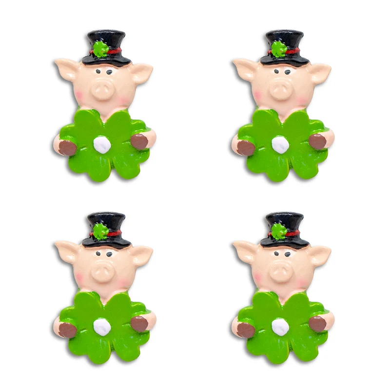 Glücksschweinchen Kleeblatt 4er Set selbstklebend 4 cm - Glücksbringer