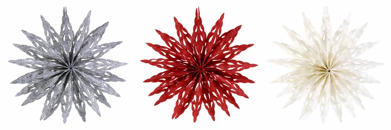 3er Set Filz Sterne Fensterdeko ca. 27,5 cm rot grau weiß
