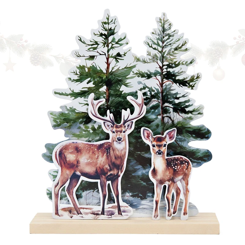 Weihnachts-Aufsteller Hirsch und Reh Holz ca. 21 cm hoch