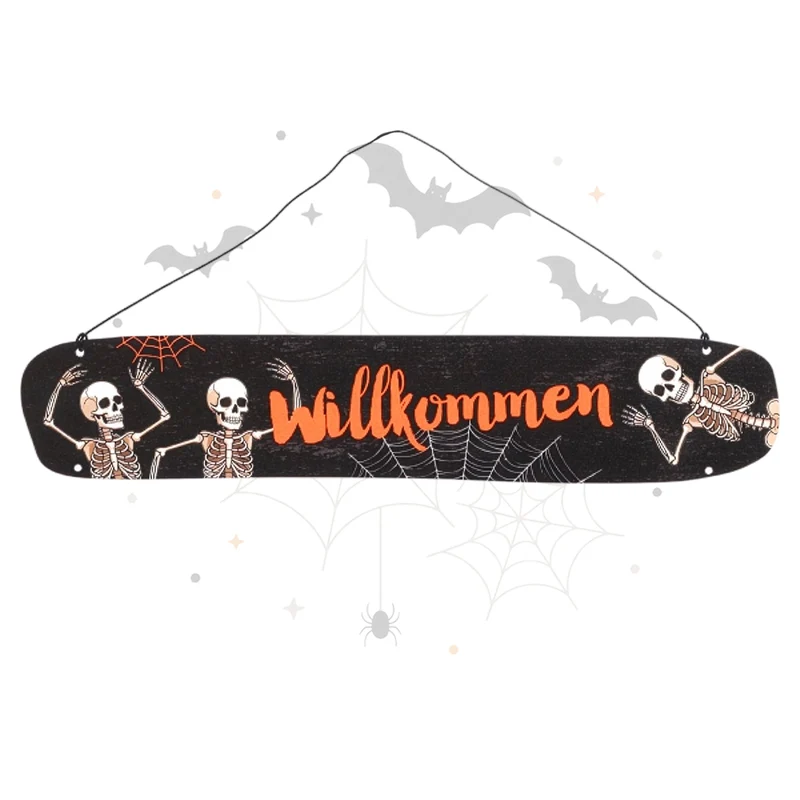 Deko-Schild Willkommen aus Eisen schwarz orange ca. 30 cm