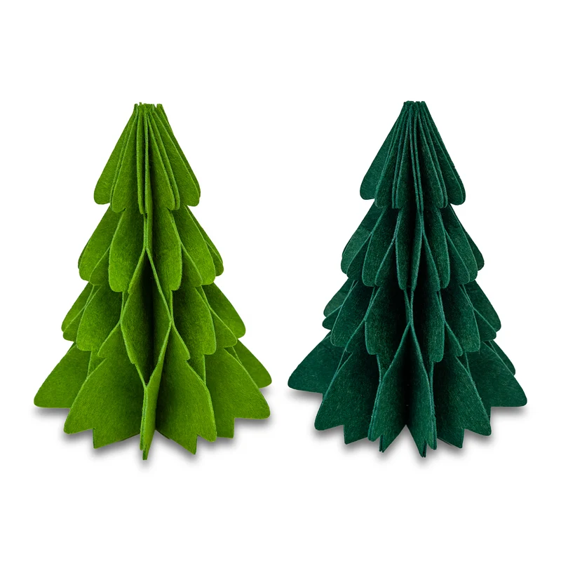 2er Set Tannenbaum Filz faltbar 20 cm Hellgrün und Dunkelgrün