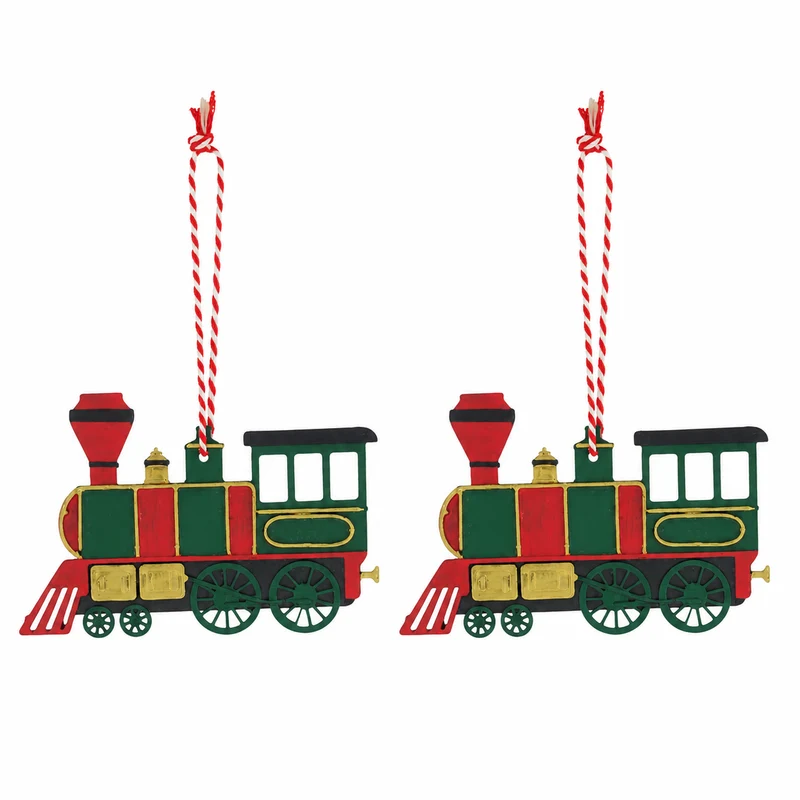 2er Set Weihnachtsanhänger Lokomotive Holz ca. 11 x 7,5 cm