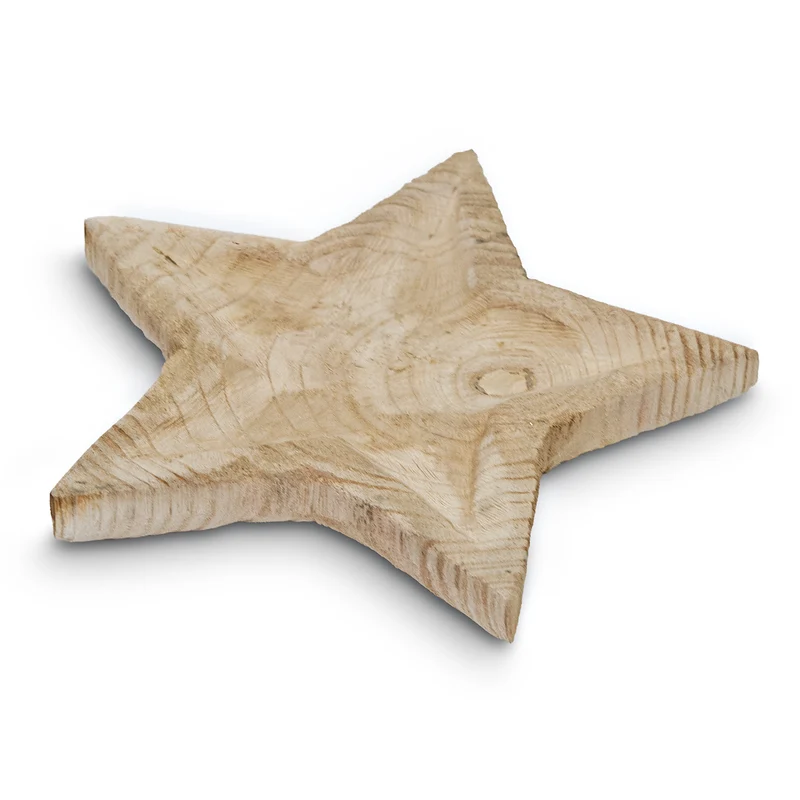 Stern Tablett aus Paulownia-Holz – 28 x 28 cm in Natur-Braun