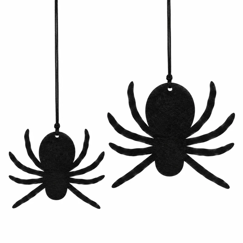 Spinnen Halloween Deko 2er Set aus Filz – 25 und 20 cm zum Aufhängen