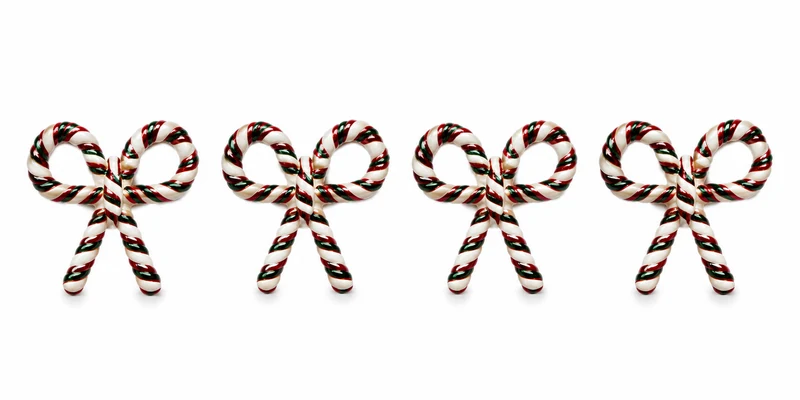 Serviettenringe Zuckerstange 4er Set aus Metall – Rot-Weiß für den Weihnachtstisch