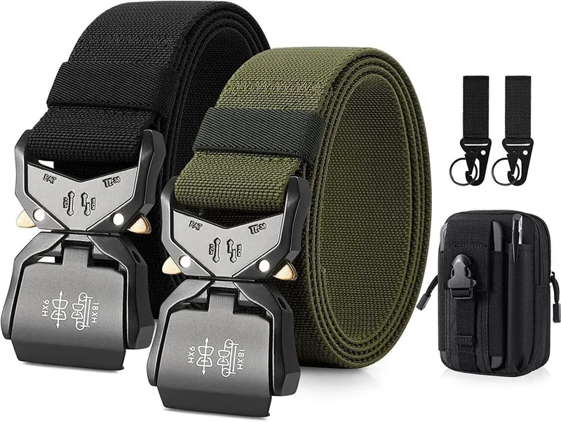 NEU 2 X Herren Taktischer Gürtel verdicken Nylon für Männer mit Molle-Beutel