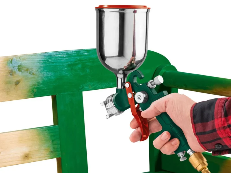 Parkside Druckluft Farbspritzpistole Niederdruck Sprühnebel mit ZUBEHÖR 500 ml
