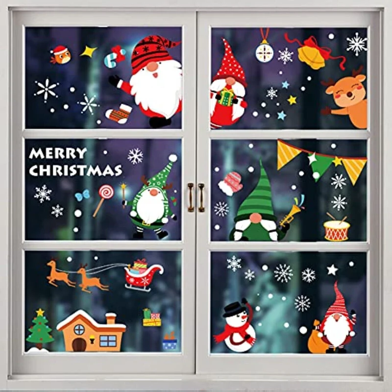 10 Bögen Weihnachten Fensterbilder – Selbstklebende PVC Weihnachtsaufkleber, Wiederverwendbar, Für Fenster & Glatte Flächen