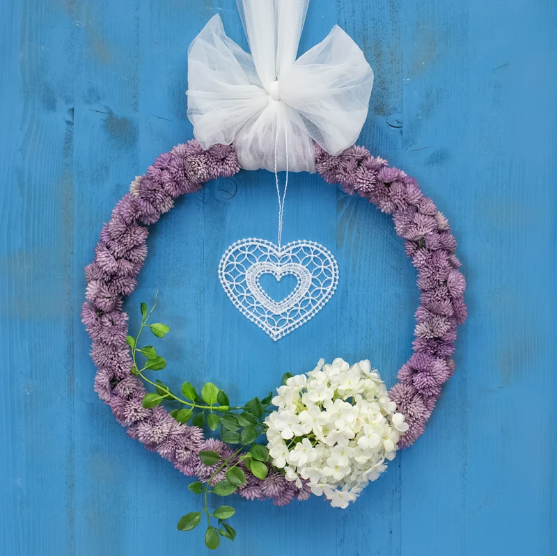 Klöppelspitze Herz Anhänger 2er Set weiß Baumwolle ca. 8 cm filigrane Fensterdeko zum Aufhängen Hochzeit Valentinstag