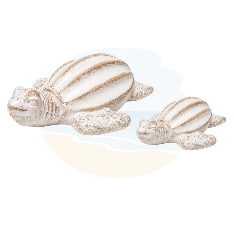 Schildkröten-Figuren aus Porzellan 2er-Set in Creme & Grau