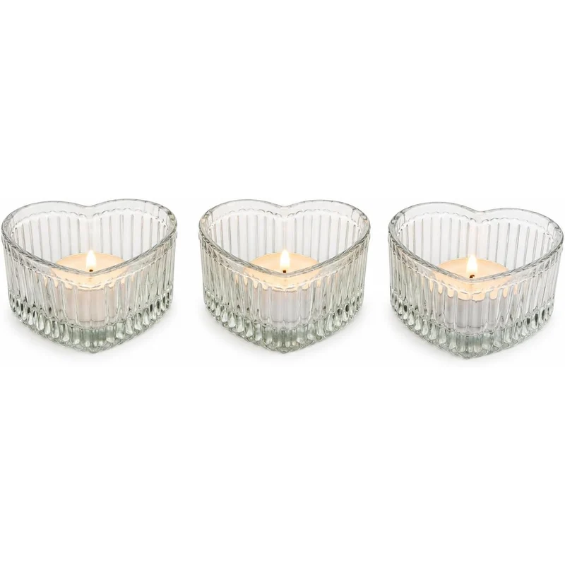 Teelichtglas Herz aus Glas 3er-Set klar
