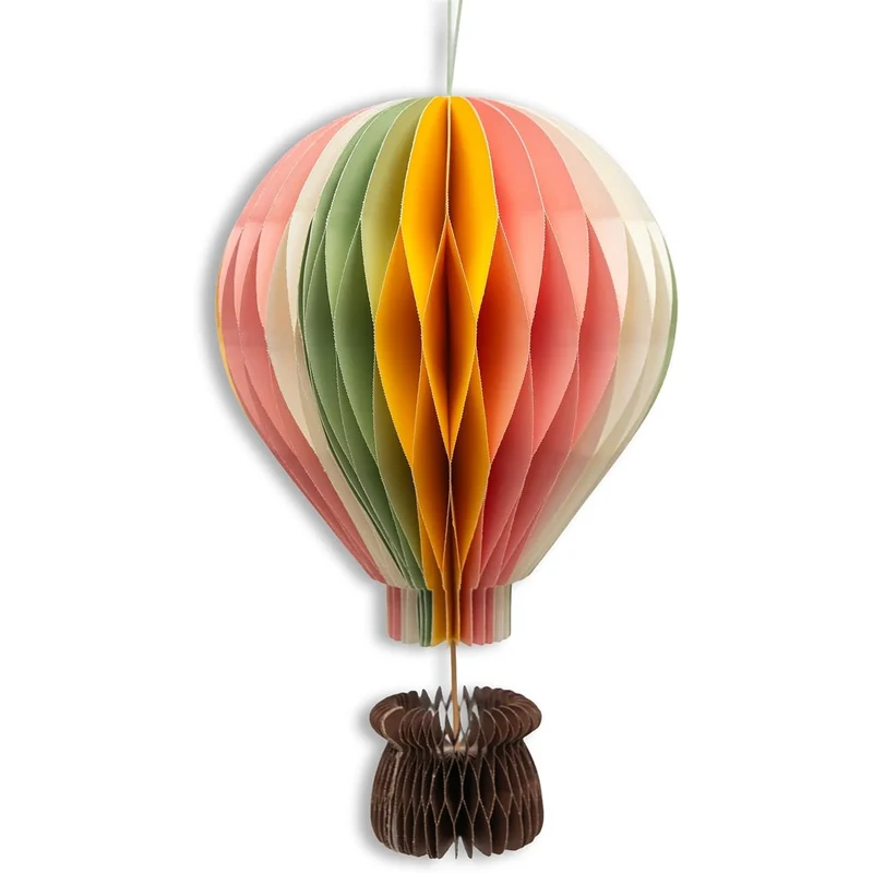 Hänge-Deko Heißluftballon Wabenball aus Papier Bunt