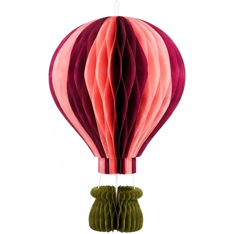 Hänge-Deko Heißluftballon Wabenball aus Papier in Lila & Pink