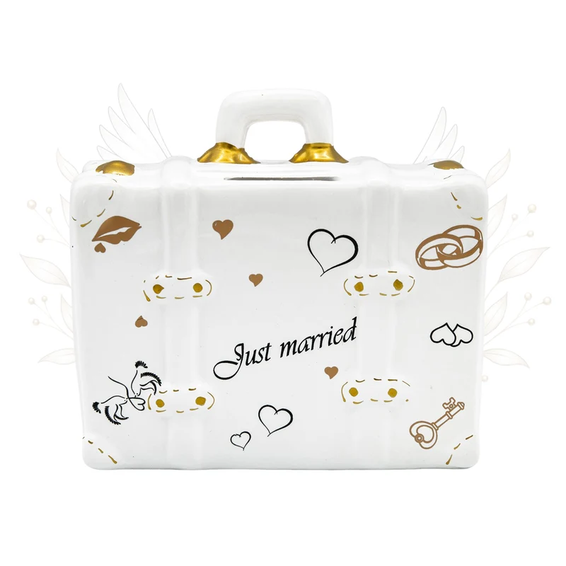 Spardose Koffer Just Married – Hochzeits-Spardose aus Keramik