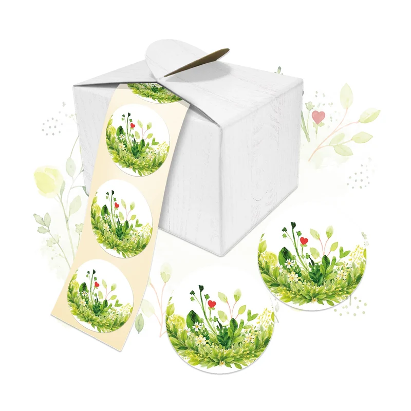 200 Aufkleber Blumen rund Ø 4 cm – Sticker auf Rolle in Aquarell-Optik zum Beschriften