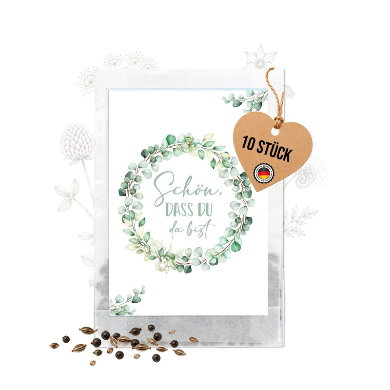 Samentütchen Schön dass du da bist Eukalyptus 10er Set Hochzeit