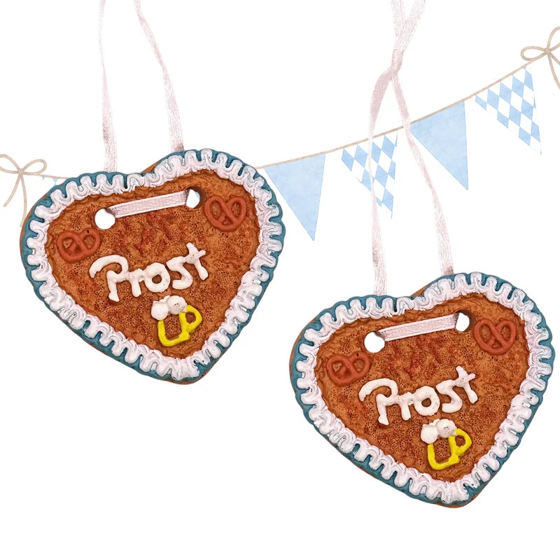 Lebkuchenherz Anhänger Prost 6 cm – Oktoberfest-Deko aus Polyresin