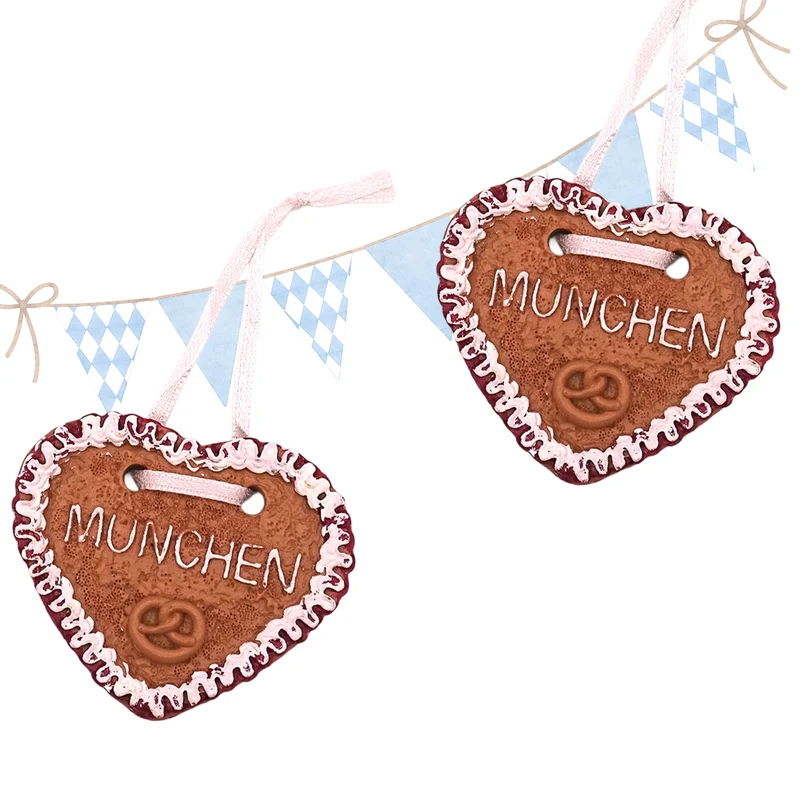 Lebkuchenherz Anhänger München 6 cm aus Polyresin – Wiesn-Souvenir