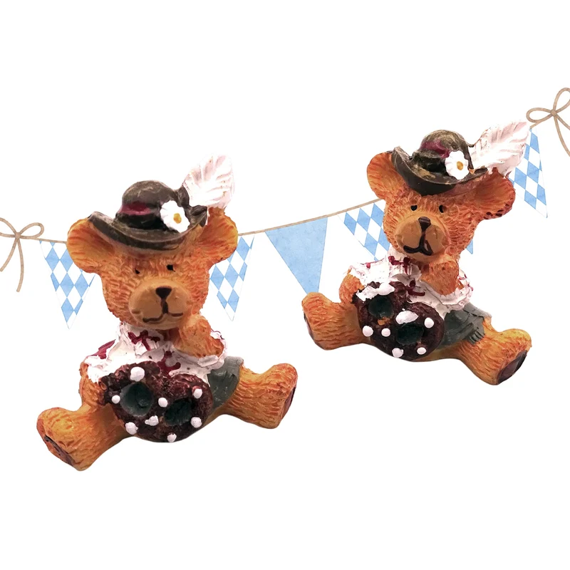 Trachtenbären Streudeko 12er Set 3 cm aus Polyresin – Wiesn-Deko