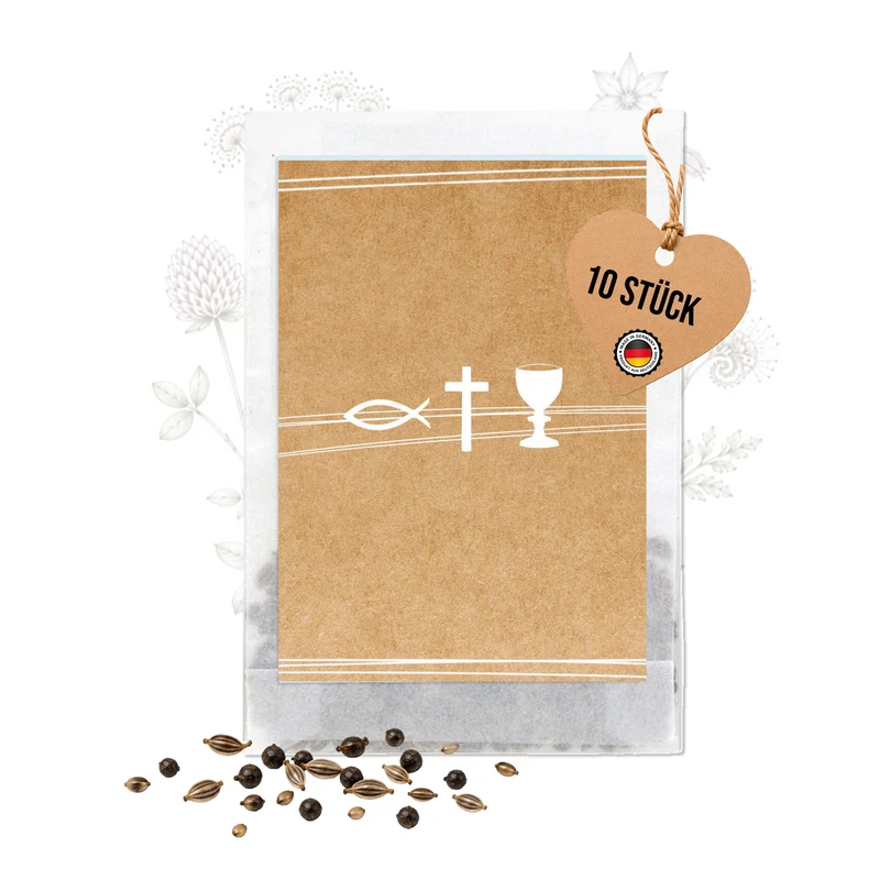 Samentütchen Kraftpapier Erstkommunion 10er Set Fisch Kreuz Kelch
