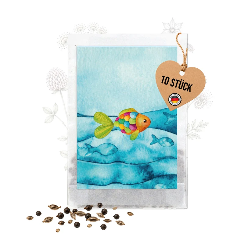 Samentütchen Regenbogenfisch 10er Set für Kindergeburtstag und Taufe